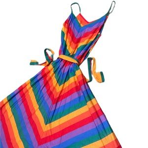 Rare Vintage 1970s Rainbow Chevron Pride Sundress